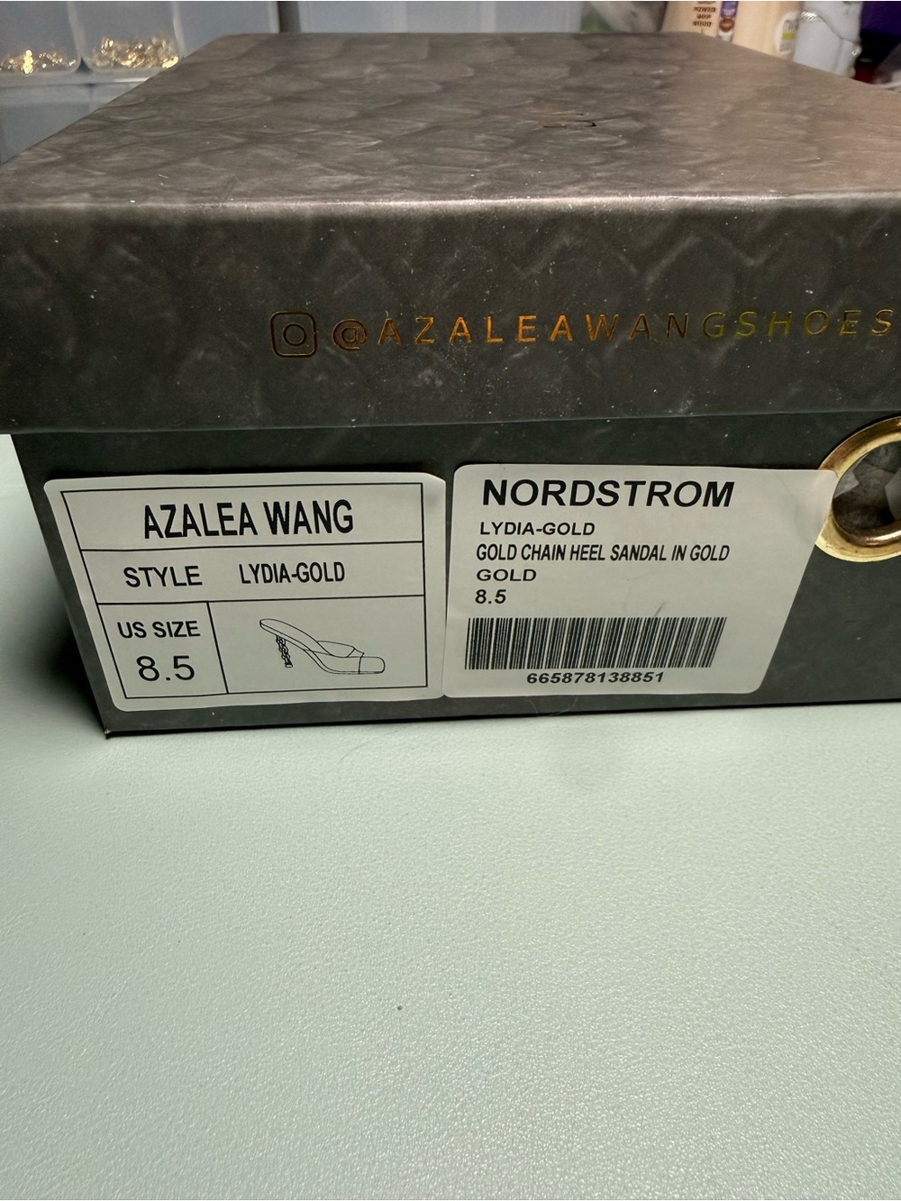 Azalea Wang heels 👠 Gold Chain-Heel size 8.5 - Picture 2 of 3